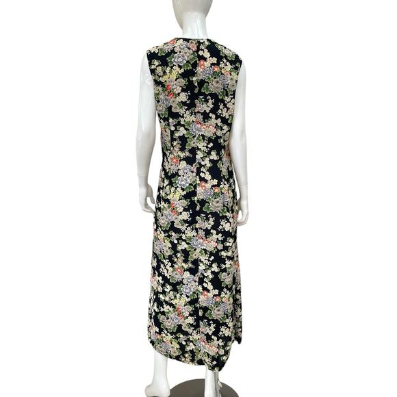 Vintage 90’s Rayon Sheath Maxi Dress Chrysanthemum Print French Connection, M - Picture 7 of 9